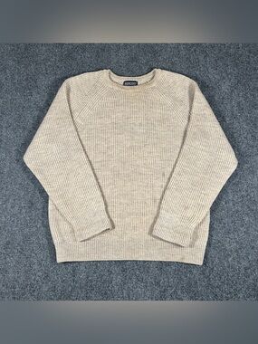 VTG 90s Lands End Shetland Wool Sweater Men's M England Ribbed Aran Knit Chunky